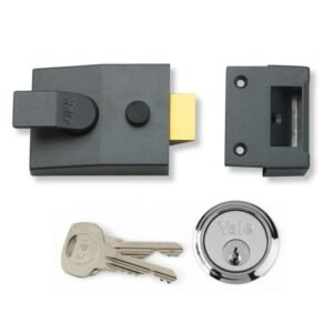 Deadlocking Standard Nightlatch Security Lock - 60mm Grey PB Cylinder