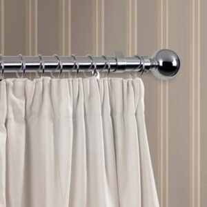 Chrome Finish Curtain Pole - 240cm, 28mm diameter