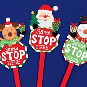 Santa Stop Here Sign Santa/Snowman/Reindeer - 68cm
