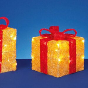 LED Glitter Parcels - 3 Piece Gold/Red