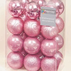 60mm Multi Finish Balls Pack 24 - Pink