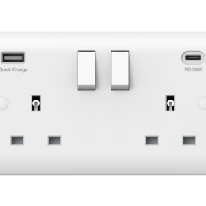2 Gang Switched Socket Double Pole With USB A + C