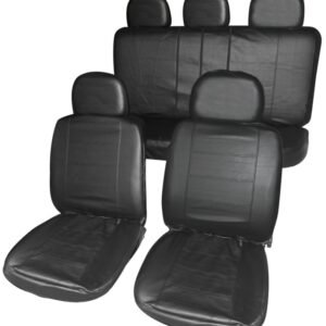 Leather Look Headrest Covers - Black