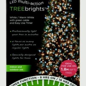 750 LED Multi Action Treebrights With Timer - White Warm White//Green Cable