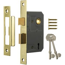 3 Lever Mortice Sashlock 63mm - Finish: Brass Effect