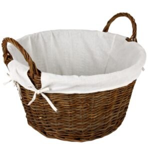 Wicker Log Basket With Removable Liner