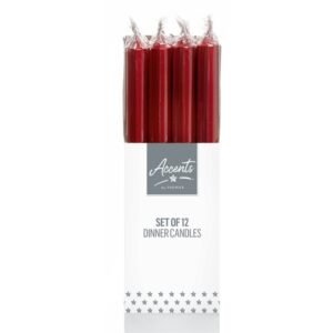 Dinner Candles Pack 12 - Red 25cm