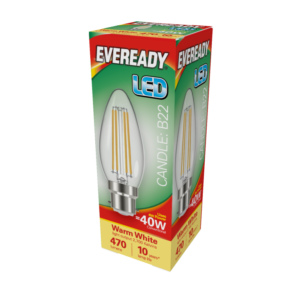 LED Filament Candle 470LM B22 BC - 4W 27000K