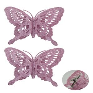 2 Glitter Butterflies - 28 x 34 Blush