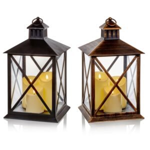 Lantern With 3 Flickabright Candles - 40cm