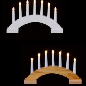 7 Light Wooden Candlebridge - 24cm