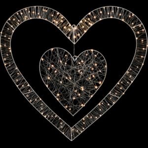 170 LED Double Heart - White 80cm