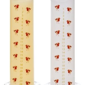 Robin Pattern Advent Candle - Assorted 20 x 5cm