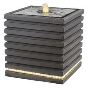 Fountain Squared With Ribs - Anthracite with Warm White LEDs