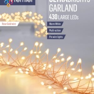 430 LED Multi Action Ultra Brights Garland - Warm White /Rose Gold Wire