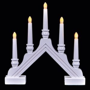5 Light White Wood Candlebridge - 32cm