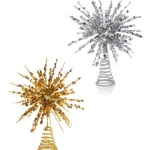 Spiky Sequin Tree Top - 24cm Gold & Silver