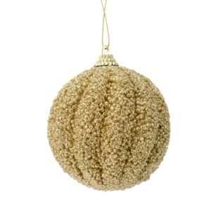 Bauble Foam Glitter 8cm - Light Gold