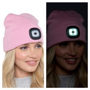 Ladies LED Beanie - Baby Pink
