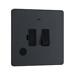 13a Plastic Switched Fused Spur With LED Matt Grey