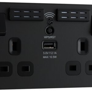 13a 2 Gang Plastic Switched Socket With Wifi & USB