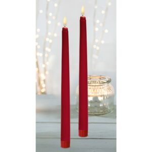 Red Taper Candles With FlickaBright Flame - 27.5cm