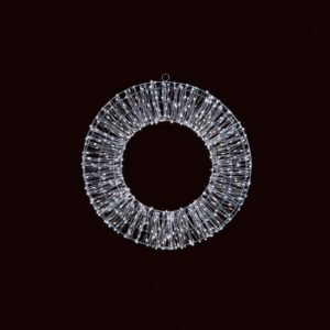 Silver Wreath With White LEDs - 600 Bulb 45cm
