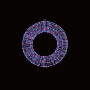 White Wreath With Rainbow LEDs - 600 Bulb 45cm