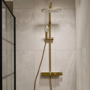 Push Button Thermostatic Mixer Shower - Brass