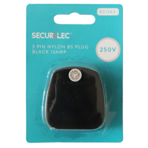 3 Pin Nylon Plug Fused Black