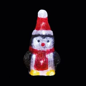 Battery Operated Acrylic Penguin With 10 LEDs - 19cm