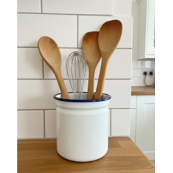 Enamel Cutlery Holder Traditional White