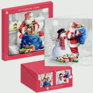 Traditional Outdoor Santa Christmas Cards - Pack 10
