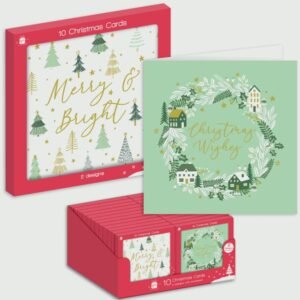 Square Nordic Noel Christmas Cards - Pack 10