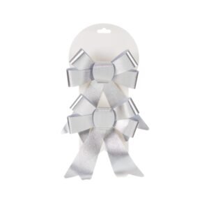 2/3 Piece Carded Silver/Red Bows