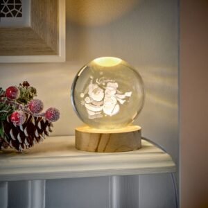 USB Lit 3D Etched Glass Ball 8cm