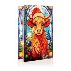 Highland Cow Stained Glass Decoration - 13cm x 21cm Warm White LEDs