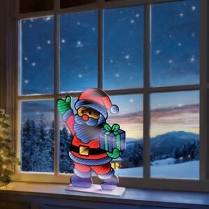 Santa Holding Parcel Infinity Mirror - 40cm