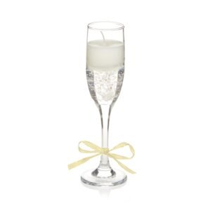 Champagne Glass Gel Candle With Gold/Silver Bow