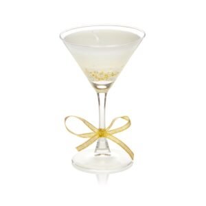 Martini Glass Gel Candle With Gold/Silver Bow