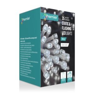 35 Static & Flashing LED Lights - White/Clear Cable