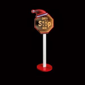 Santa Stop Here Sign With Santa Hat - 80cm