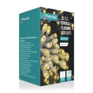 35 LED Static & Flashing Lights - Warm White/Clear Cable