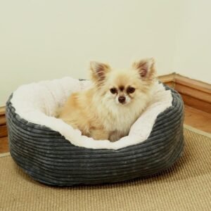 Grey Jumbo Cord Plush Dog Bed