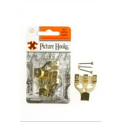 Original Patent Steel Picture Hooks - Brass Plated (Blister Pack) - No. 4