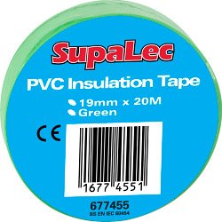 PVC Insulation Tape Pack 10 - Green 20m