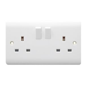 2 Gang Switched Socket Double Pole - Round Edge